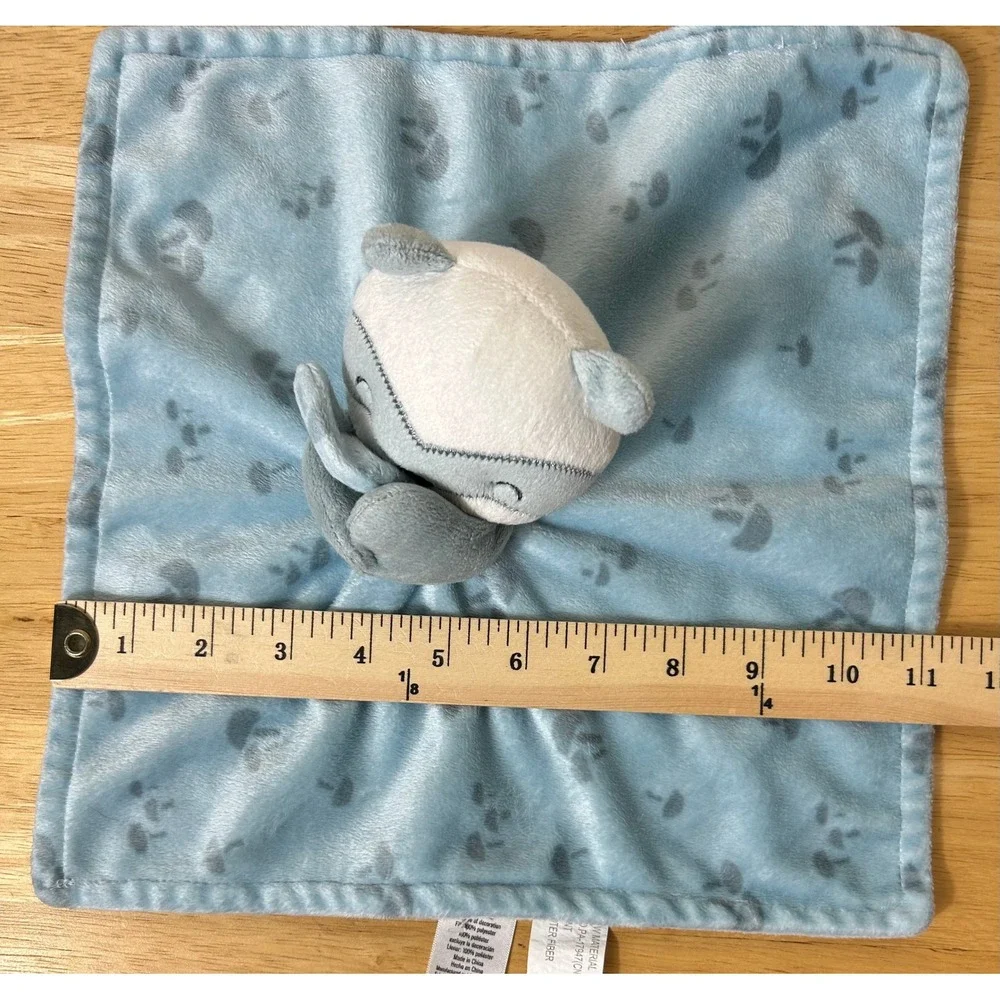 Blue Fox Lovey Raccoon Security Blanket Baby Blue Mushroom Print Modern Moments